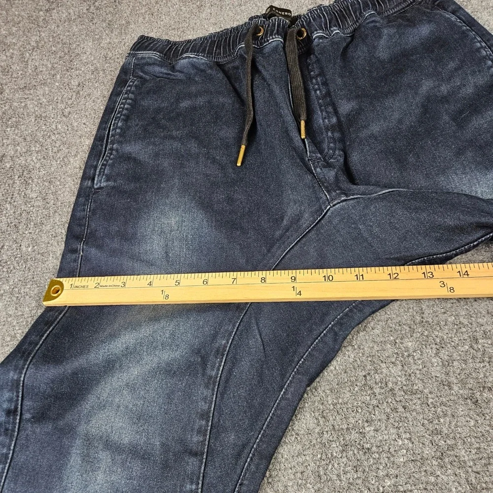 Zanerobe Sureshot Jogger Pants Mens 32 Dark Blue Faded Slim Fit Drawstring Denim